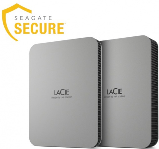 Lacie 2TB Mobile Drive USB-C Moon Silver SECURE T1